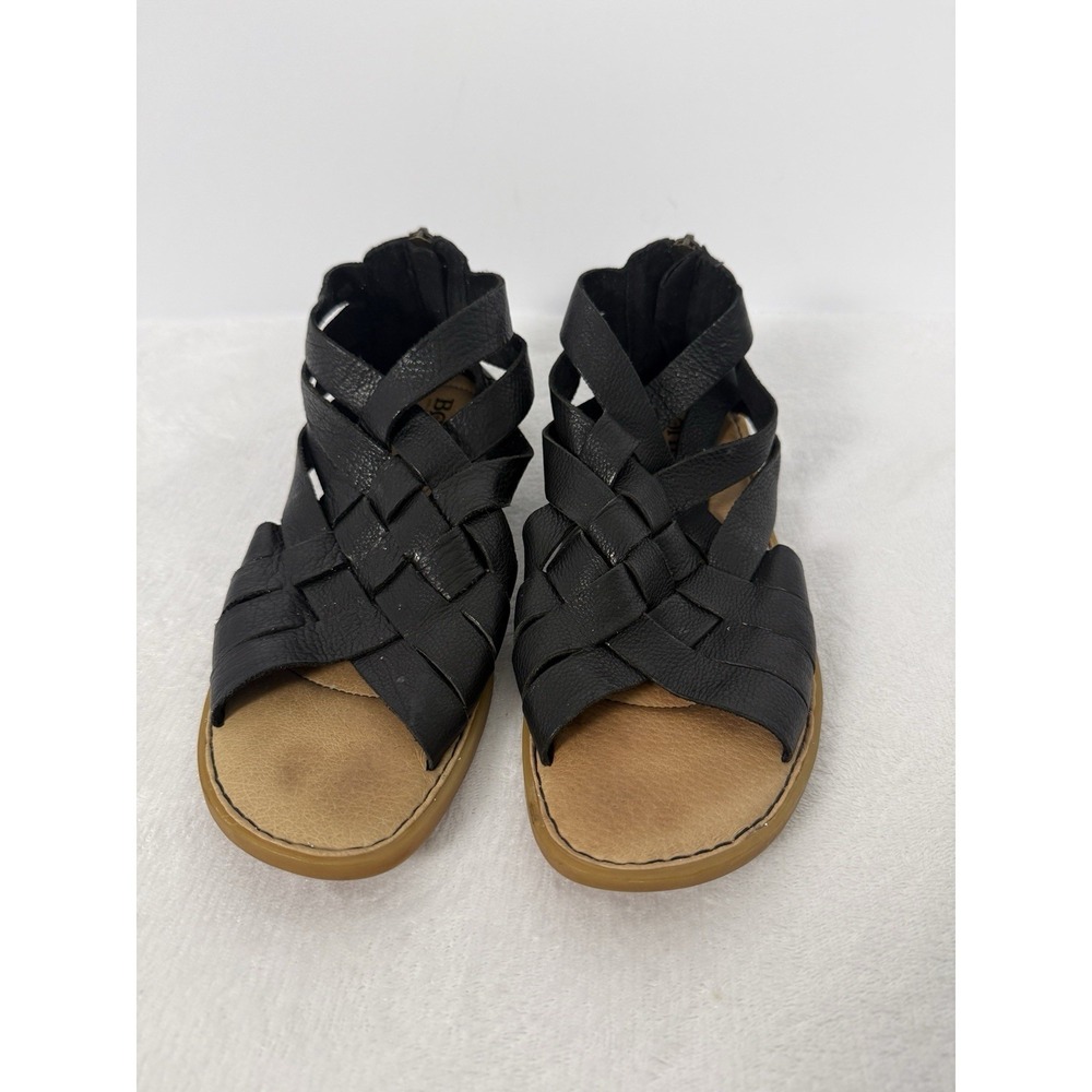 Born Leather Woven Gladiator Sandals Black Ankle Zip Women's Size 8